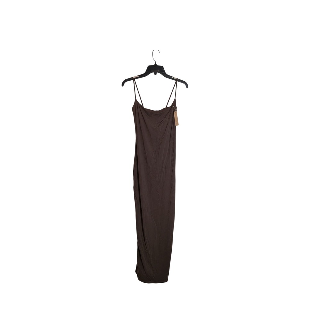 Skims Fits Everybody Long Slip Dress Cocoa Brown Maxi AP-DRS-1829 Size L NEW
